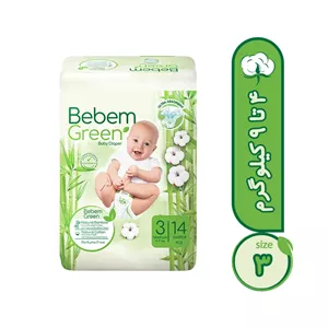 پوشک بچه ببم سایز 3 مدل BB140 بسته 14 عددي