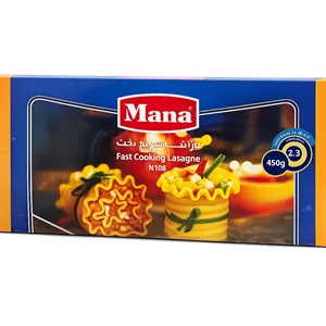 لازانیا سریع پخت ( پاستا با آرد سمولینا ) برند مانا وزن محصول ( 450g )