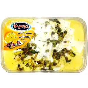 بستنی سنتی زعفرانی با تکه های خامه و پسته دومینو [ 66 گرم ]