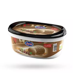 بستنی پاستوریزه قهوه مخلوط با چربی نباتی با سس کارامل و مغز خوراکی از برند دومینو وزن محصول ( 600 گرم )