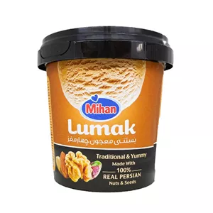 بستنی شیری خرمائی دارچینی ، با مخلوط مغز های خوراکی برند میهن وزن محصول ( 265g )