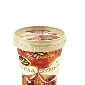 بستنی شیری کاپوچینو با سس کارامل و کریسپ شکلات برند میهن وزن محصول ( 350g )