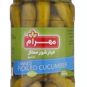 کنسرو خیارشور ممتاز ( سرکه 11% ) ( 650 ) گرم مهرام