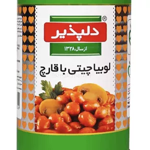 کنسرو لوبیا چیتی با قارچ از برند دلپذير وزن محصول ( 420 گرم )