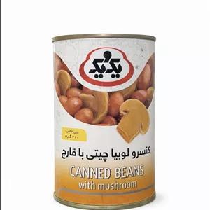کنسرو لوبیا چیتی  باقارچ از برند يک و يک وزن محصول ( 410 گرم )