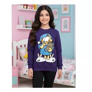 بلوز دورس پنبه بچگانه بنفش سن 7 تا 13 سال