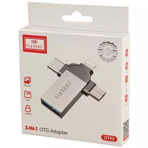 تبدیل OTG سه کاره USB3.0 TO Lightning/MicroUSB/Type-C ارلدام Earldom OT93