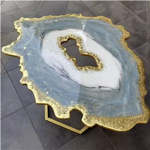 میز جلو مبلی رزینی طرح دفرمه قطر80 جهیزیه عروس