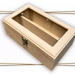 بیس خام MDF جعبه جا قاشقی درب شیشه ای همراه با پلکسی درب 251510