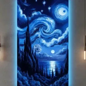 تابلو بک لایت شب پرستاره آبی