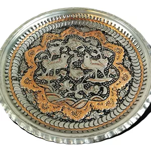 تابلو دیوار کوب بشقاب مس قلم زنی  (قطر 20 س) 