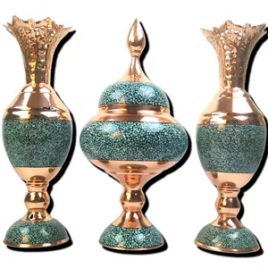 ست شکلات خوری و سنبلدان مس و فیروزه(ارتفاع 32س) 