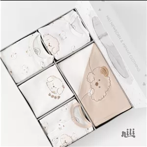 ست لباس سیزده ۱۳ تیکه نوزادی نیلی nili طرح مزرعه ببه ای