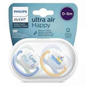پستانک ارتودنسی 0تا6 ماه 1 عددی الترا ایر ultra air فیلیپس اونت philips avent طرح قایق و ای لاو مام