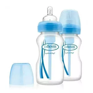 شیشه شیر طلقی ۳۳۰ میل عریض دکتر براون(براونز) Dr browns با سرشیشه پهن شماره ۲