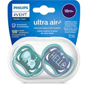 پستانک ارتودنسی 1 عددی بالای ۱۸ ماه الترا ایر ultra air فیلیپس اونت philips avent طرح فیل و هلو