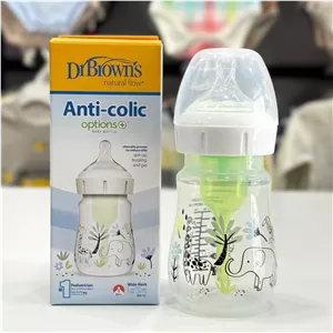 شیشه شیر طلقی ۲۷۰ میل عریض دکتر براون(براونز) Dr browns با سرشیشه پهن ۱ قطره طرح گل