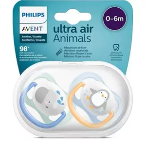 پستانک ارتودنسی 0تا6 ماه 2 عددی الترا ایر ultra air فیلیپس اونت philips avent طرح جوجه و پنگوئن