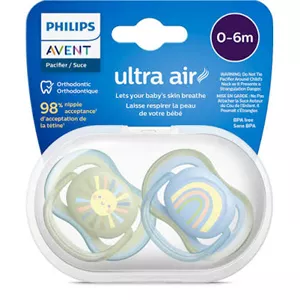 پستانک ارتودنسی 0تا6 ماه 1 عددی الترا ایر ultra air فیلیپس اونت philips avent طرح خورشید و رنگین کمان