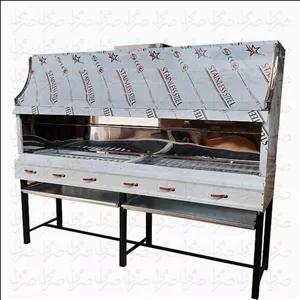 کباب پز گازی دو متری ایستاده همراه با هود و شیر آلات با کیفیت SKBPZ2M - کباب پز 2 متری