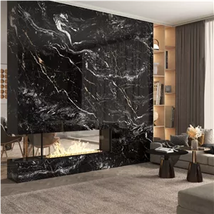 سرامیک اسلب اندرومدا رندوم نوین سرام نانو پولیش 120*240 مشکی رگه سفید و طلایی براق