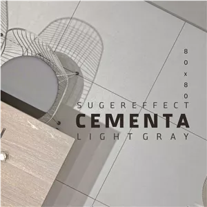 سرامیک طرح بتن سمی پولیش 80*80 طوسی روشن مدل سمنتا لایت گری تولید روکا سرام برند امپراکو