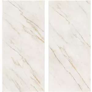 سرامیک اسلب نوین سرام مدل گلدن وینز رندوم سطح نانو پولیش سایز 120*270 سفید رگه طلایی