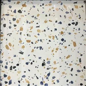 سرامیک موزاییکی پرسلانی بلاتراتزا برند امپراکو تولید کاشی حافظ سایز 100*100 سطح سمی پولیش شوگر افکت طرح موزاییکی سفید آبی طلایی