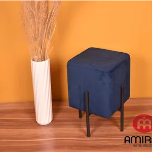 پاف تک نفره لوپ مربع پایه فلزی پارچه جاسمین