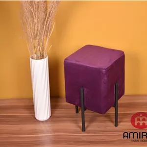 پاف تک نفره لوپ مربع پایه فلزی پارچه جاسمین