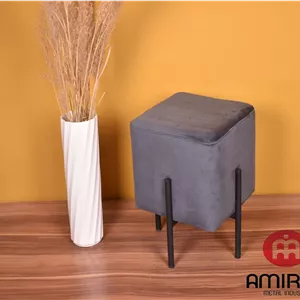 پاف تک نفره لوپ مربع پایه فلزی پارچه جاسمین