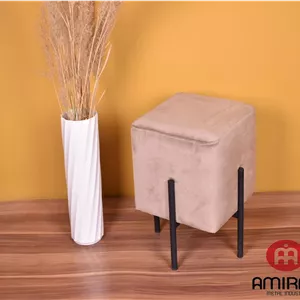 پاف تک نفره لوپ مربع پایه فلزی پارچه جاسمین