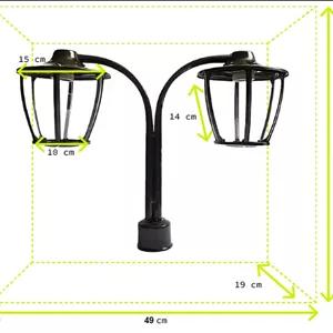 چراغ حیاطی کلاسیک سرلوله دوشاخه فلز و شیشه
