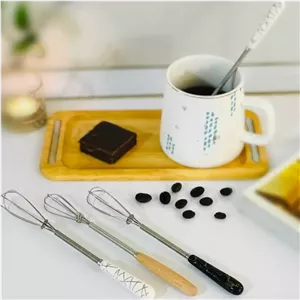 مینی همزن دستی قهوه چوبی و ماربل