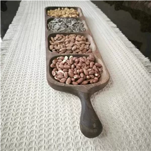 اردو خوری و رولت خوری  اردوخوری 4 خانه دسته دار چوبی دستساز گردو کد446 