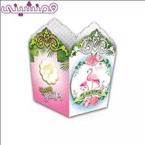 بسته 10 عددی ظرف پاپکرن جشن و تولد تم فلامینگو