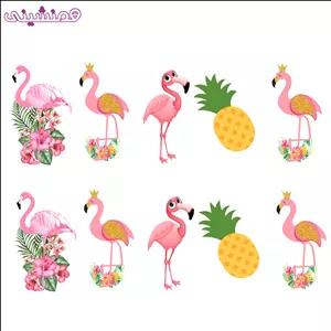 مجموعه 10 عددی استیکر 6 سانتی مدل تم فلامینگو و استوایی