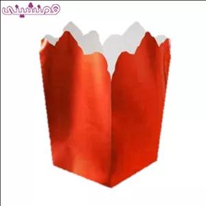 بسته ۱۰ عددی ظرف پاپکرن جشن و تولد مدل متالایز رنگ قرمز