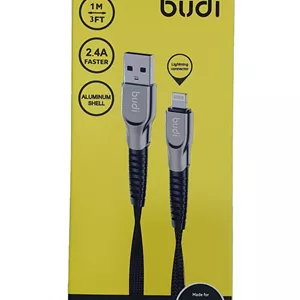 کابل کنفی آیفون بودی لایتنینگ Budi lightning steel