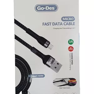 کابل نایلونی میکرو 1 متری 3 آمپر  Go-Des Micro USB