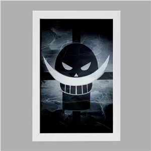 تابلو خندالو طرح علامت خدمه وایت برد انیمه وان پیس One Piece فریم سفید
