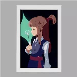 تابلو خندالو طرح اکو انیمه جادوگران کوچک Little Witch Academia فریم سفید