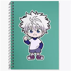 دفتر زبان سه خط 50 برگ خندالو طرح کیلوا زولدیک انیمه هانتر ایکس هانتر Hunter × Hunter