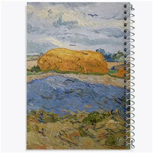 دفتر طراحی 100 برگ خندالو طرح انبار کاه زیر آسمان بارانی ونسان ونگوگ (Van Gogh)