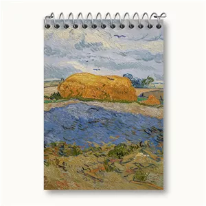 دفتر یادداشت خندالو طرح انبار کاه زیر آسمان بارانی ونسان ونگوگ (Van Gogh)