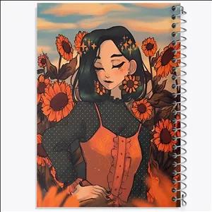دفتر نقاشی 50 برگ خندالو طرح دختر و گل آفتابگردان