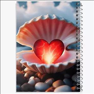 دفتر طراحی 100 برگ خندالو طرح قلب درون صدف