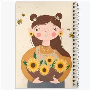 دفتر نقاشی 100 برگ خندالو طرح دختر و گل آفتابگردان
