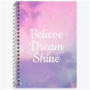 دفتر زبان سه خط 50 برگ خندالو طرح Believe Dream Shine