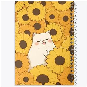 دفتر نقاشی 100 برگ خندالو طرح گربه و گل آفتابگردان